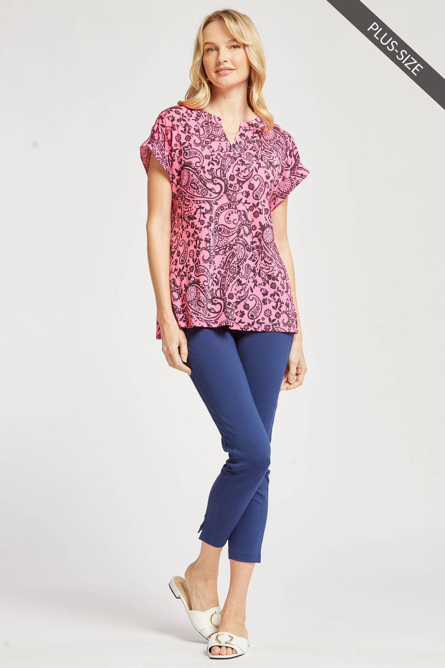 PLUS SIZE Lizzy Dolman Short Sleeve Wrinkle Free