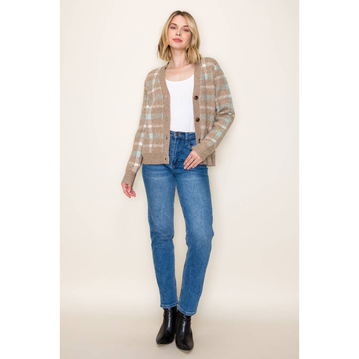 CHECKERED SWEATER CARDIGAN