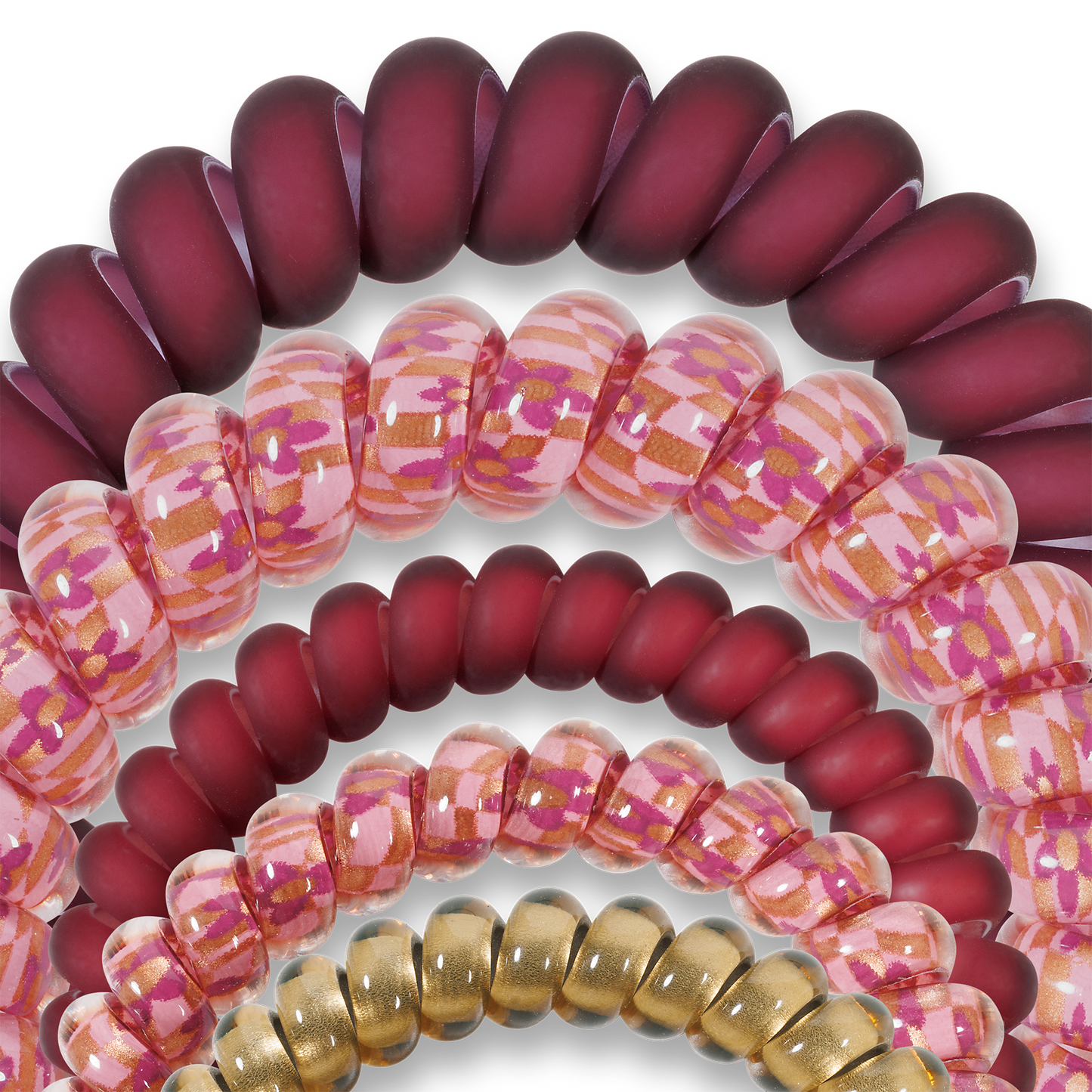 Spiral Hair Coils | Mixed Pack | Burgundy Bliss Hair Ties