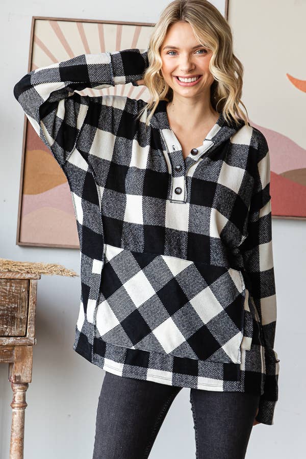 Black and white plaid hoodie