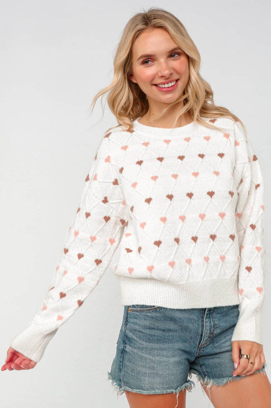 HEART JACQUARD PULLOVER SWEATER