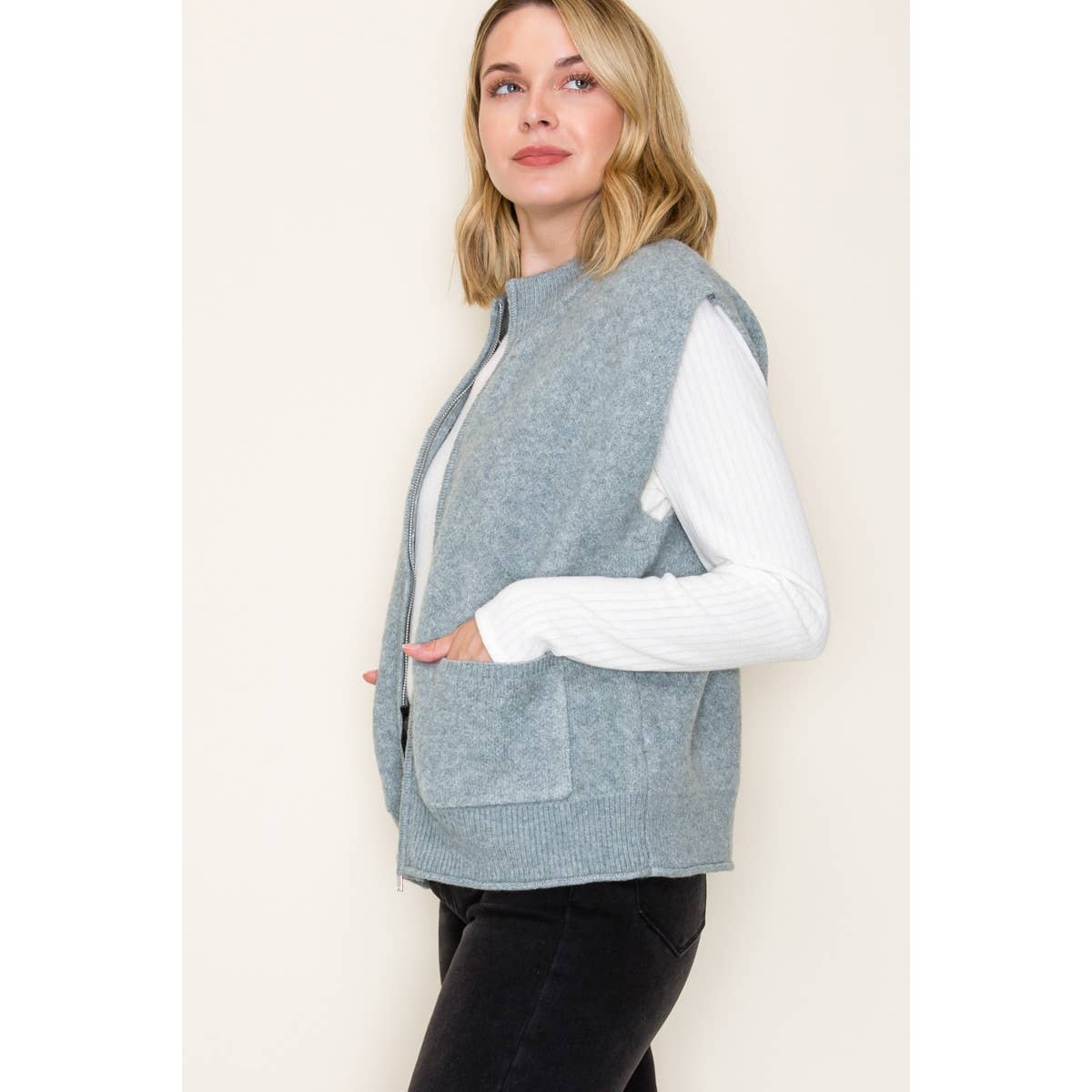 SWEATER VEST WITH PATCH POCKETS