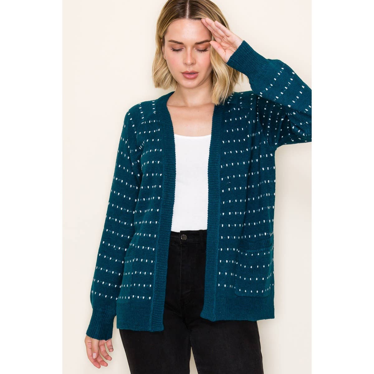 STITCH STRIPED SWEATER CARDIGAN