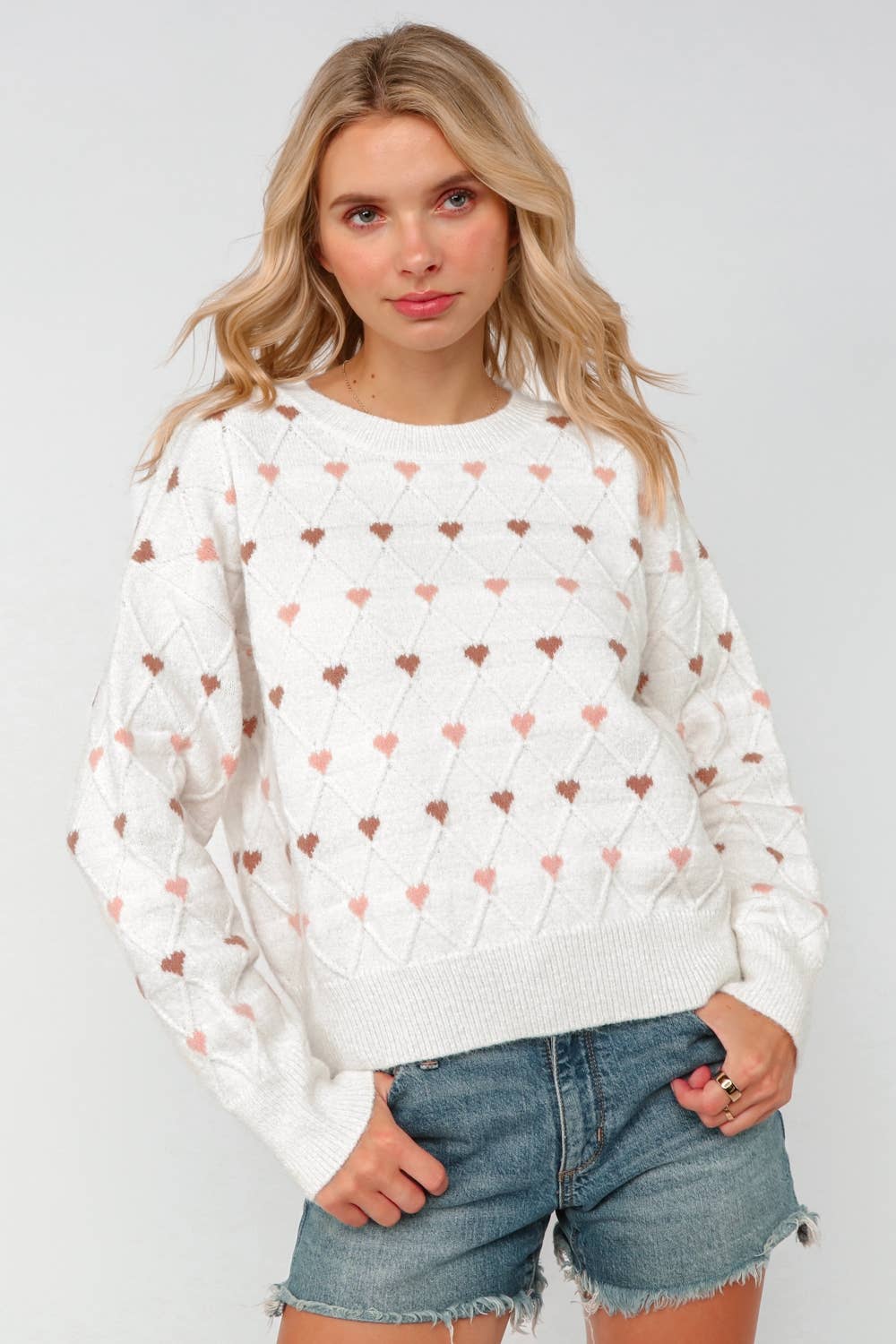 HEART JACQUARD PULLOVER SWEATER