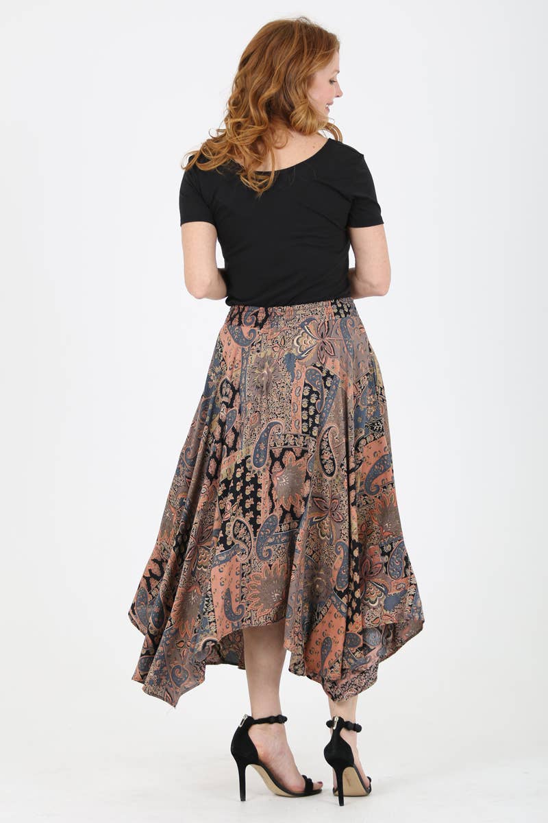 HANKY HEM ELASTIC WAIST LONG SKIRT