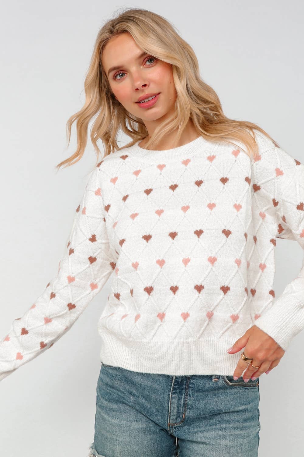 HEART JACQUARD PULLOVER SWEATER