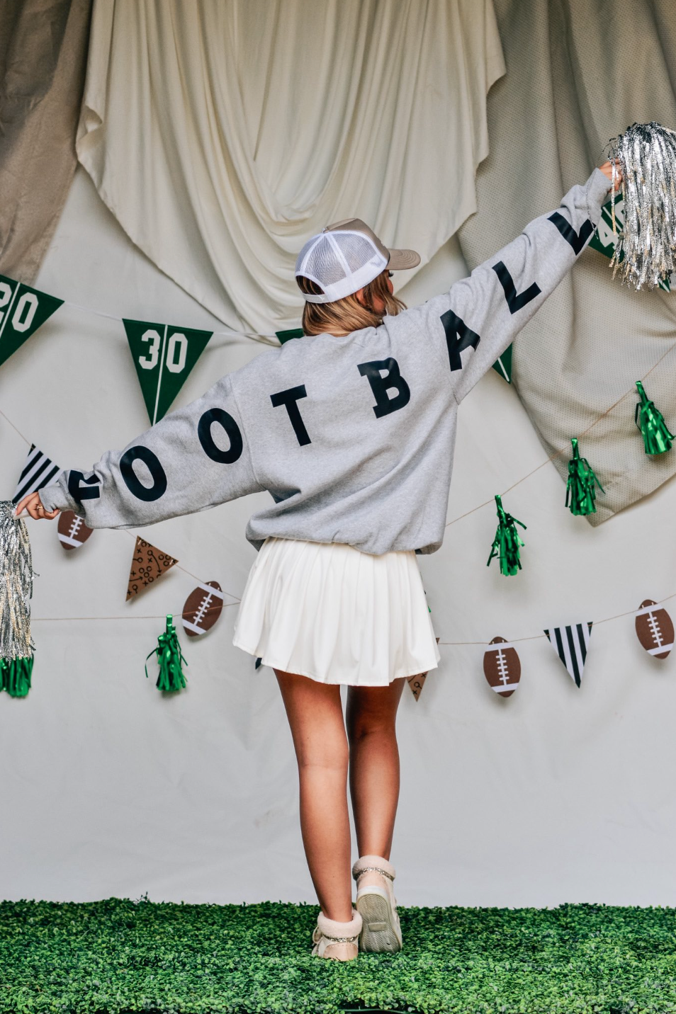 Game Day Football Lt Gray Sweatshirt