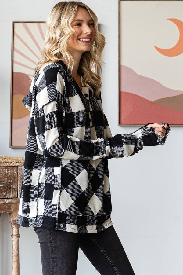 Black and white plaid hoodie