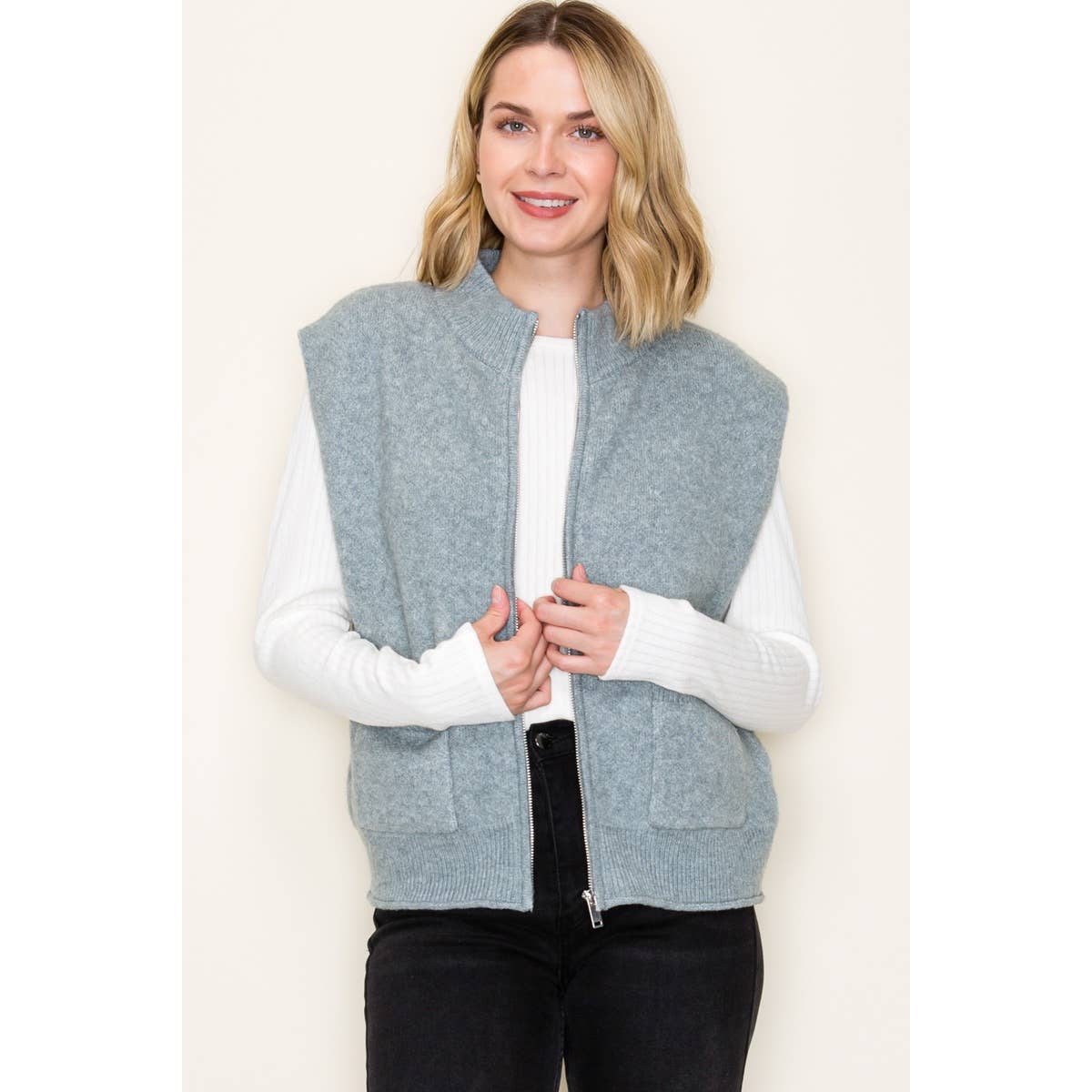 SWEATER VEST WITH PATCH POCKETS