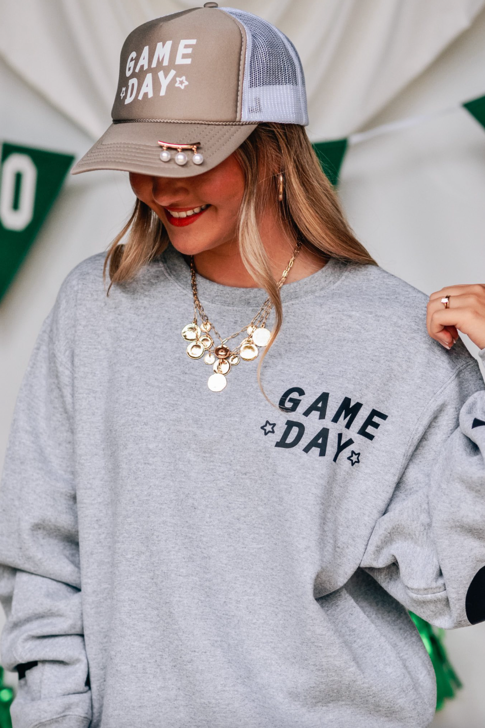 Game Day Football Lt Gray Sweatshirt