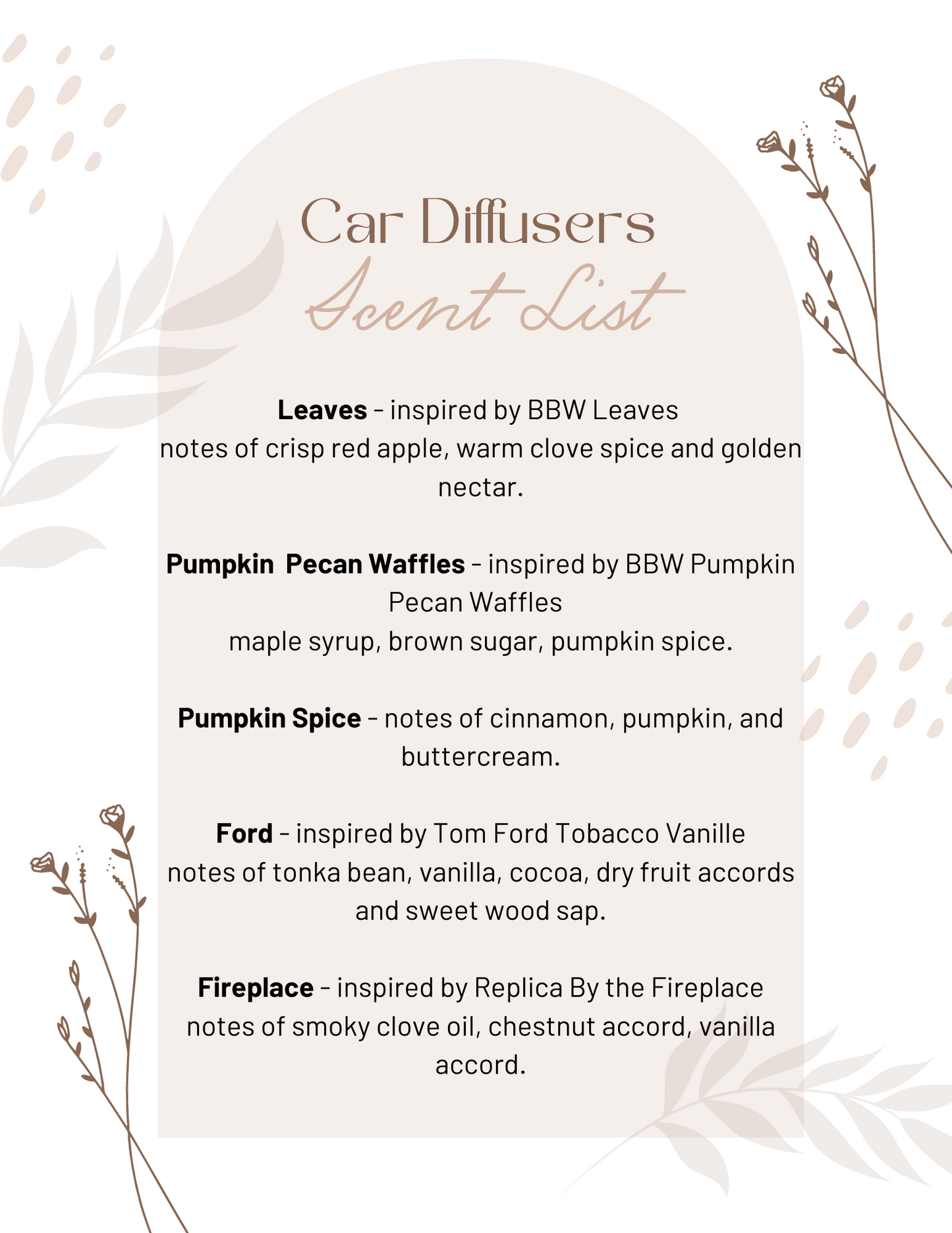 Fall Edition Luxe Car Diffusers