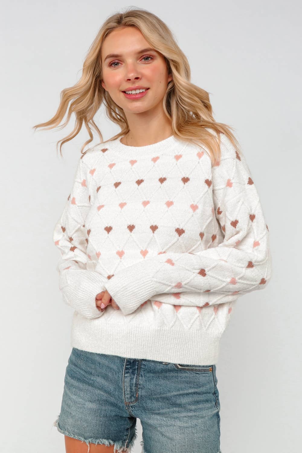 HEART JACQUARD PULLOVER SWEATER