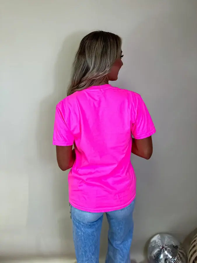 Neon Pink Heart Puff Graphic Tee