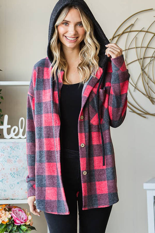 Checkered Flannel Hooded Shirt