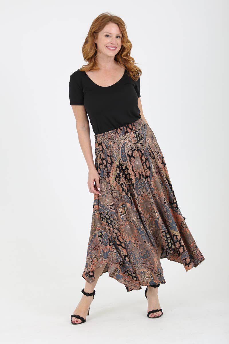 HANKY HEM ELASTIC WAIST LONG SKIRT