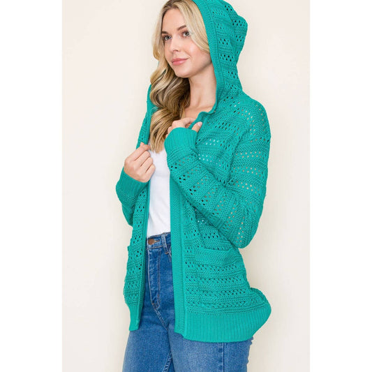 CROCHET HOODIE SWEATER CARDIGAN
