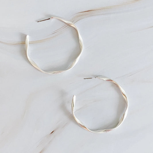 Gentle Wave Sleek Hoop Earrings