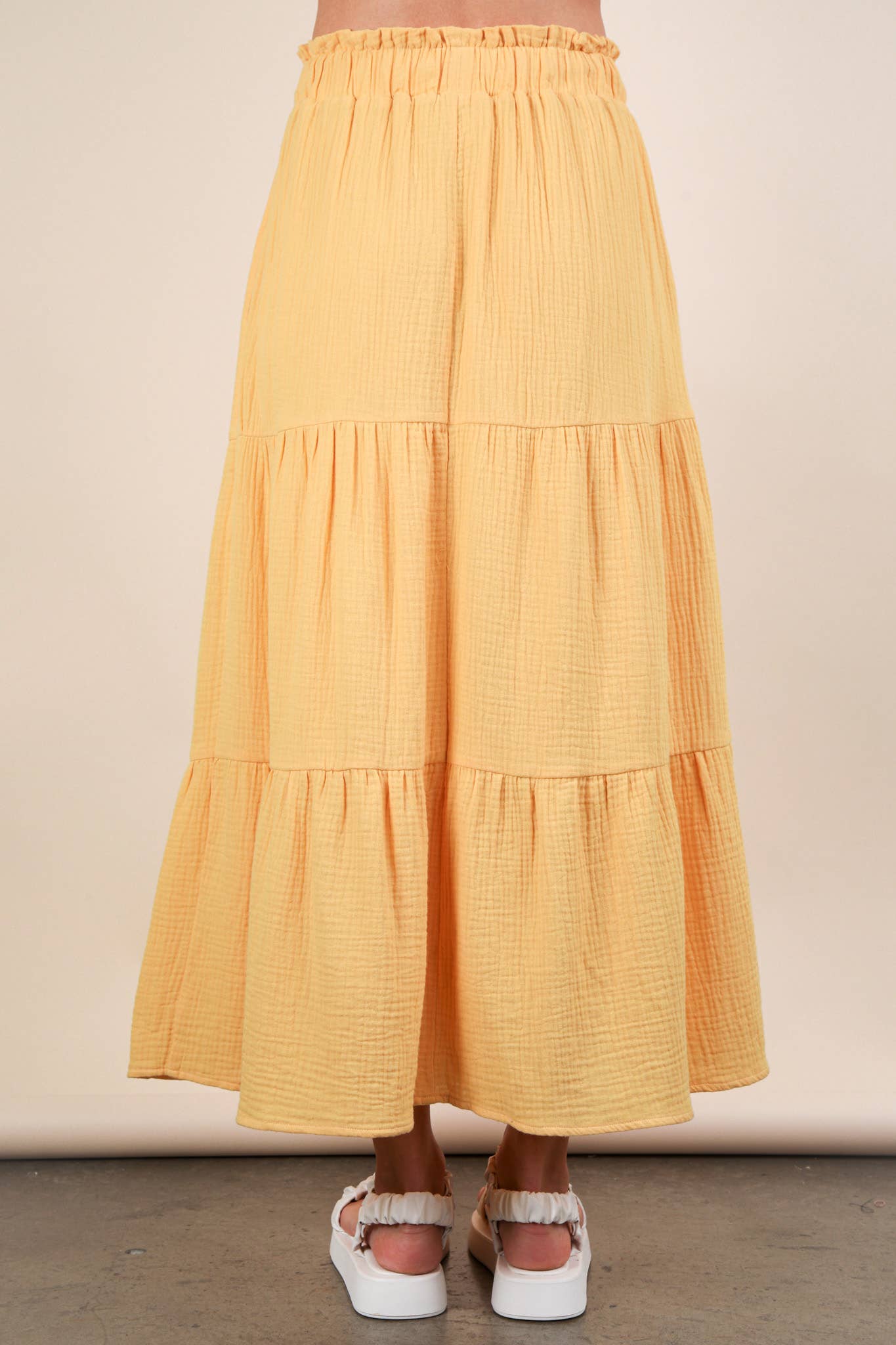 Elastic Waist Tiered Maxi Skirt