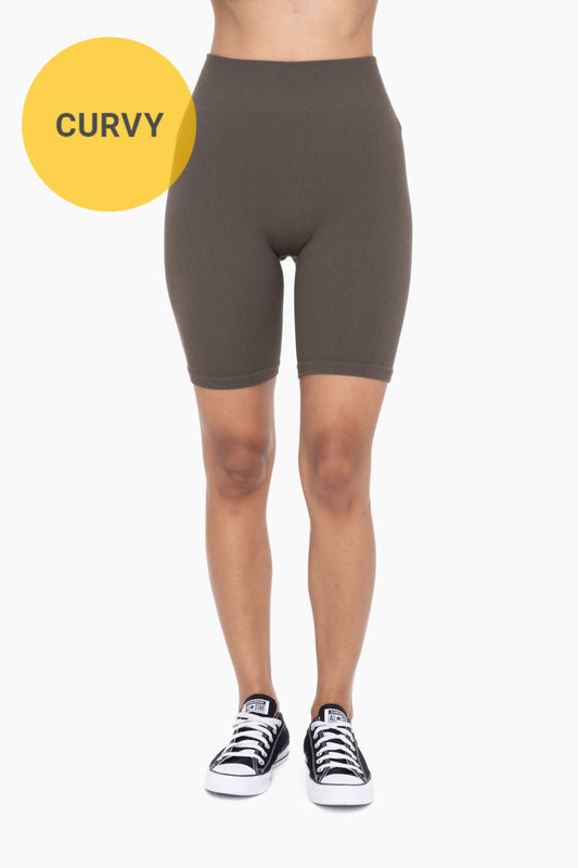 CURVY Ribbed Seamless Biker Shorts