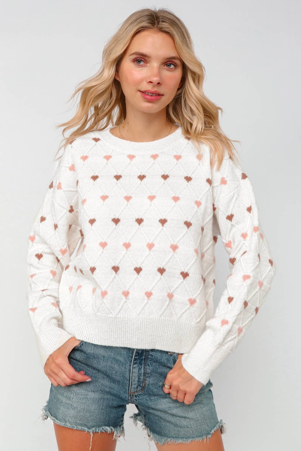HEART JACQUARD PULLOVER SWEATER