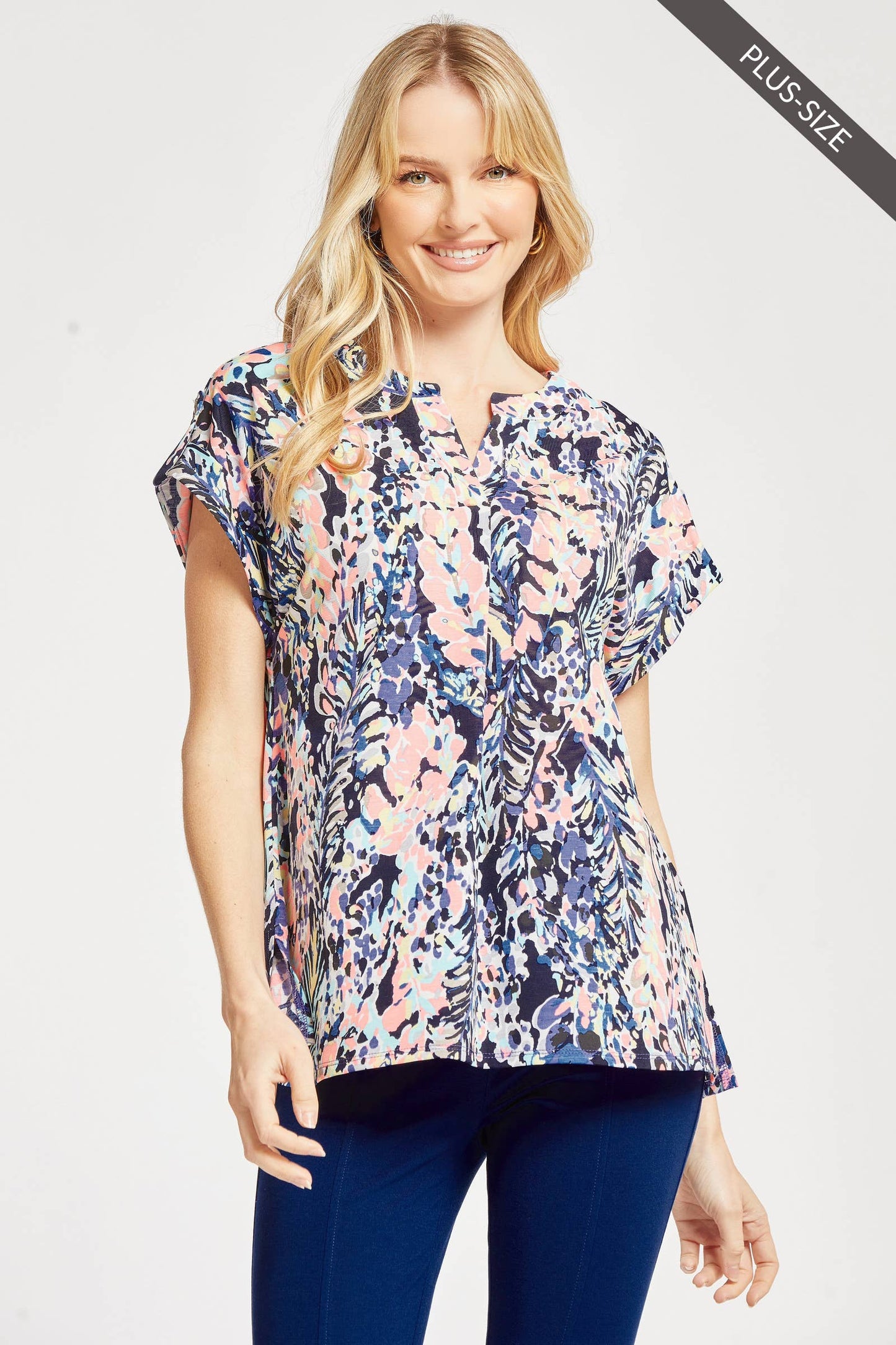 PLUS SIZE Lizzy Dolman Short Sleeve Wrinkle Free