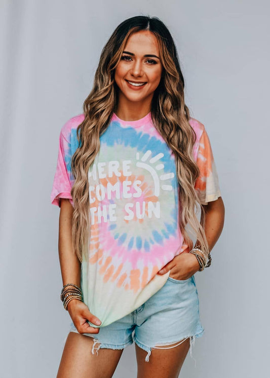 Here Comes The Sun Pastel Tie Dye Tee