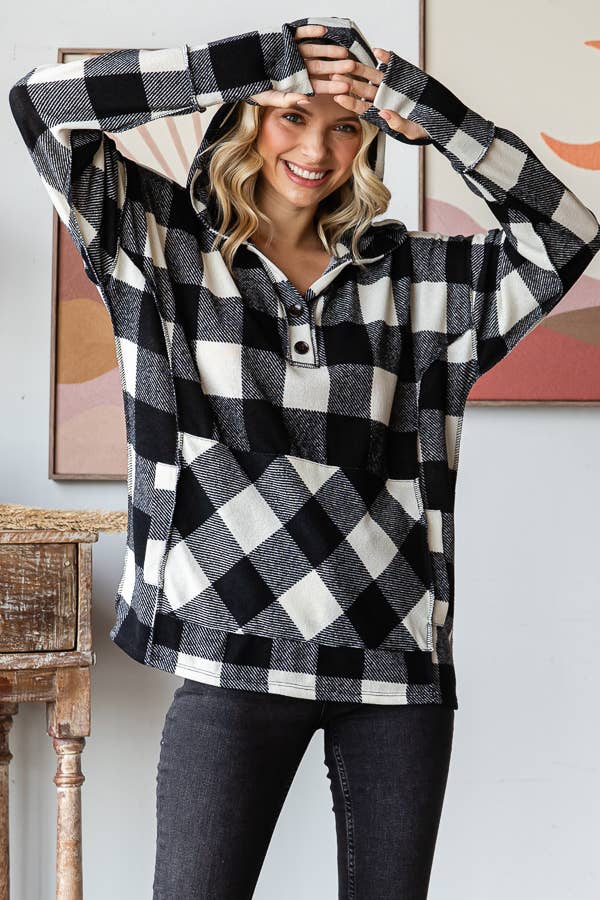 Black and white plaid hoodie