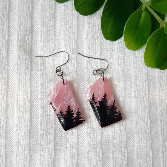 Pink Montana State Earrings