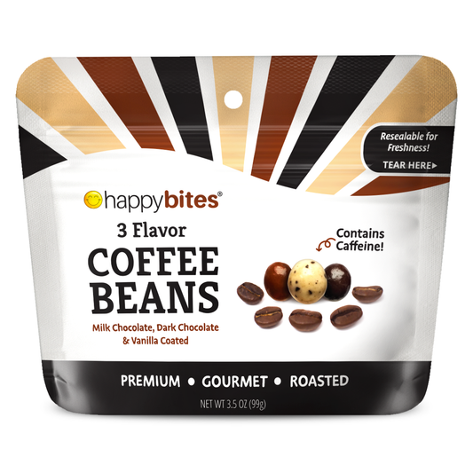 Happy Bites 3 Flavor Covered Coffee Beans (3.5 oz)